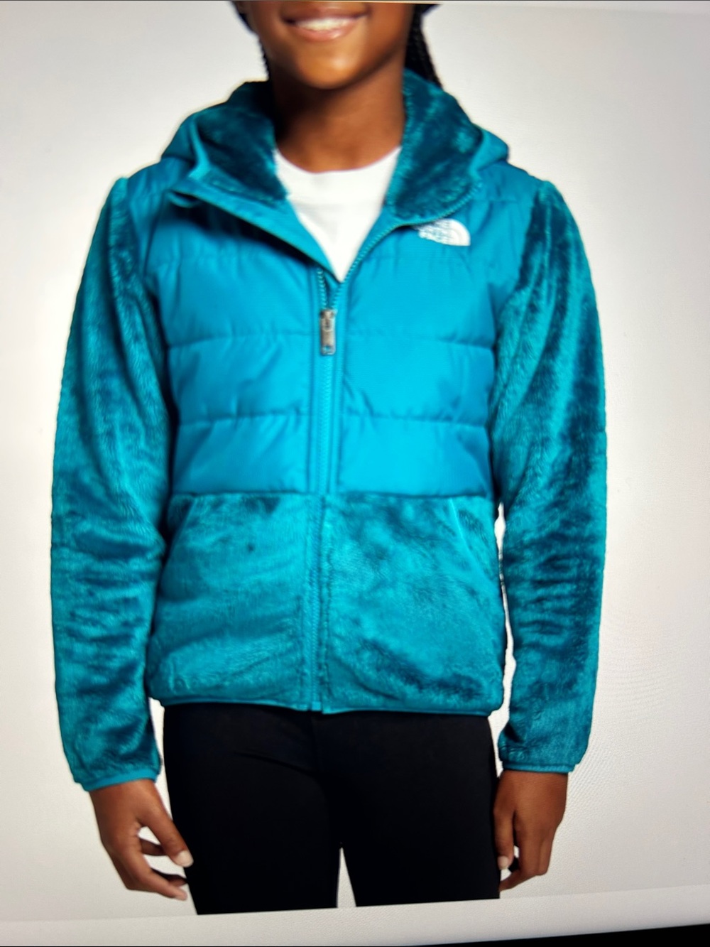 The North Face Girls Teal Fleece Puffer Hoodie